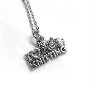 Miniature I love Knitting Charm Knitters Gift Pendant Necklace